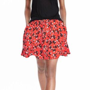 Banana Republic Red Floral Flounce Drawstring Skirt XL